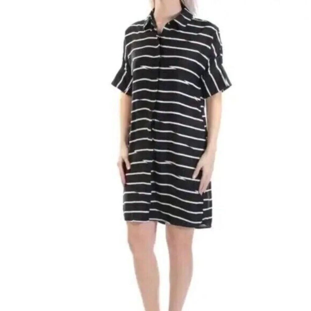 Madewell Break Stripe Courier Dress Black - Pockets XXS - Picture 1 of 8